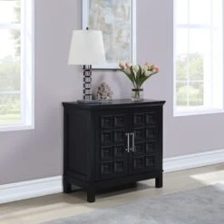Sadie 2-Drawer Geometric Cabinet, Black -Furniture Series Sale sadie 2 drawer geometric cabinet black 7