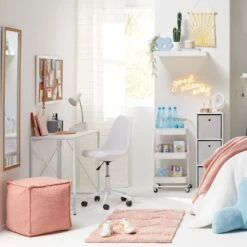 Sherpa Pouf, Peach -Furniture Series Sale sherpa pouf peach 2