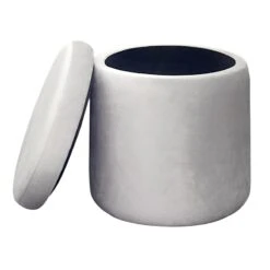 Stuart Round Storage Ottoman, Grey -Furniture Series Sale stuart round storage ottoman grey 2