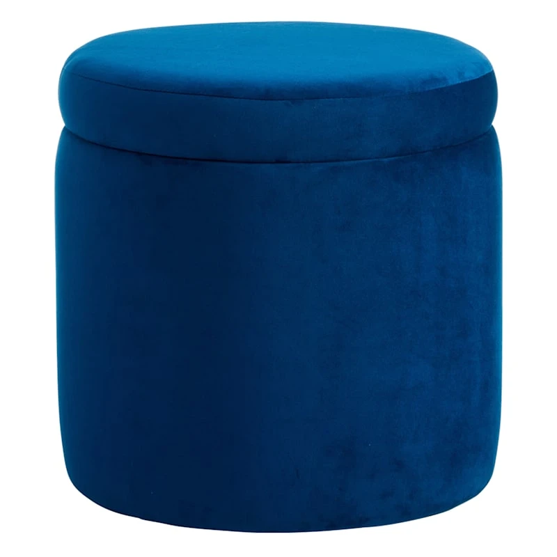 Stuart Round Storage Ottoman, Navy Blue 3 Stuart Round Storage Ottoman, Navy Blue