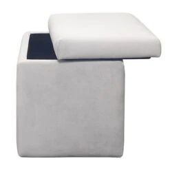 Stuart Square Storage Ottoman, Grey -Furniture Series Sale stuart square storage ottoman grey 3