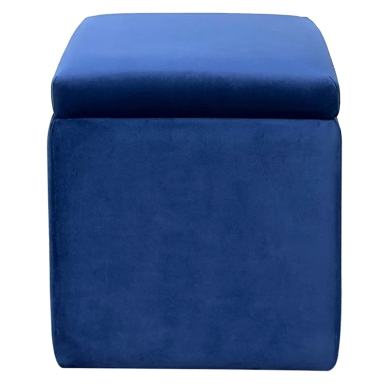 Stuart Square Storage Ottoman, Navy Blue 4 Stuart Square Storage Ottoman, Navy Blue - Image 2