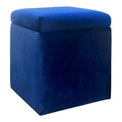 Stuart Square Storage Ottoman, Navy Blue