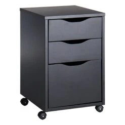 Theo Black Rolling Office Cabinet