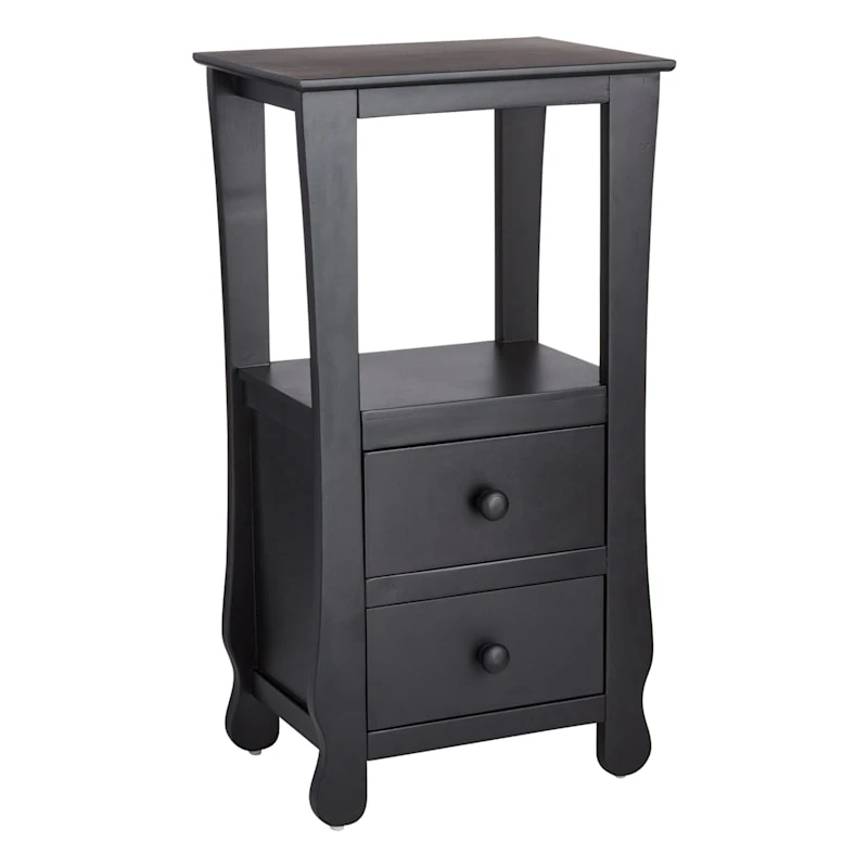 Theodore Black 2-Drawer Thick Leg Accent Table, 29.5" 3 Theodore Black 2-Drawer Thick Leg Accent Table, 29.5"