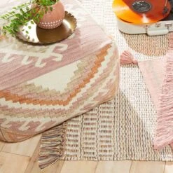 Tracey Boyd Woven Kilim Pouf, 20x13 -Furniture Series Sale tracey boyd woven kilim pouf 20x13 3