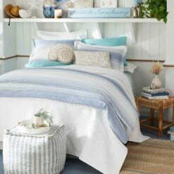 Ty Pennington Lex Blue Striped Square Pouf, 16" -Furniture Series Sale ty pennington lex blue striped square pouf 16 2