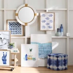 Ty Pennington Shyloh Shibori Print Pouf, Blue -Furniture Series Sale ty pennington shyloh shibori print pouf blue 4