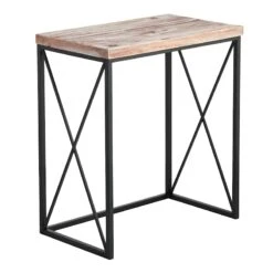 Wood Top With Black Cross Metal Table, Medium -Furniture Series Sale wood top with black cross metal table medium 2