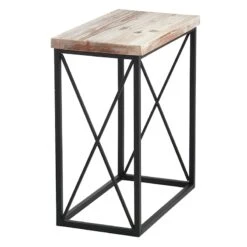 Wood Top With Black Cross Metal Table, Small -Furniture Series Sale wood top with black cross metal table small 2